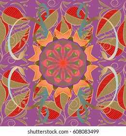Tropical seamless pattern with many colorful abstract flowers. Varicolored vector seamless illustration.