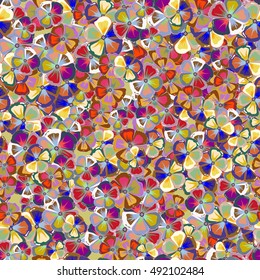 Tropical seamless pattern with many motley abstract flowers. Varicolored vector seamless illustration.