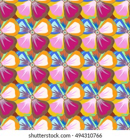 Tropical seamless pattern with many motley abstract flowers.