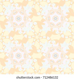 Tropical seamless pattern with many neutral, beige and gray abstract flowers. Varicolored vector seamless illustration.