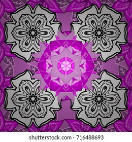 Tropical seamless pattern with many white, black and magenta abstract flowers. Cute Floral pattern in the small flower. Varicolowhite, black and magenta vector seamless illustration.