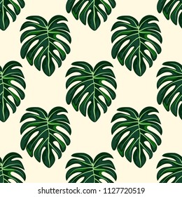 Tropical seamless pattern with monstera.