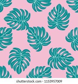 Tropical seamless pattern with monstera.