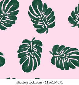 Tropical seamless pattern with monstera.