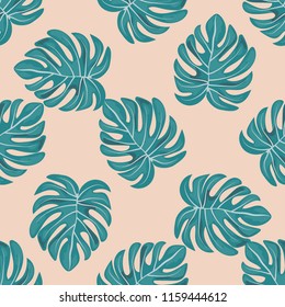 Tropical seamless pattern with monstera.