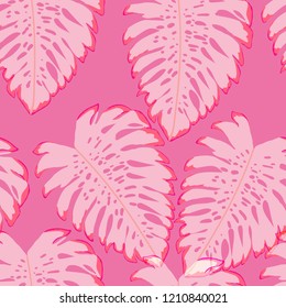 Tropical seamless pattern with monstera.