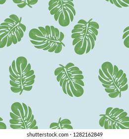 Tropical seamless pattern with monstera.
