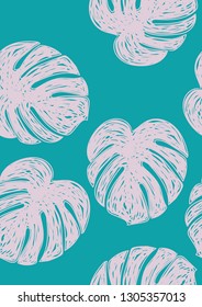 Tropical seamless pattern with monstera.