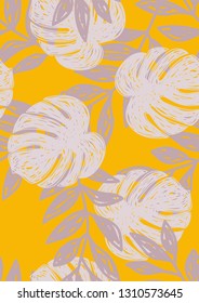 Tropical seamless pattern with monstera.