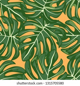 Tropical seamless pattern with monstera.