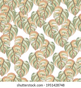 Patrón tropical sin fisuras sobre fondo blanco. Decoración de textura abstracta con color verde y amarillo foliar. Moda de la jungla natural de verano para imprimir. Diseño de ilustración vectorial.