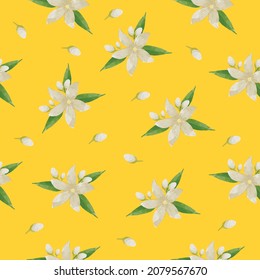 Tropical seamless pattern with orange flower.Elegant template for fashion prints