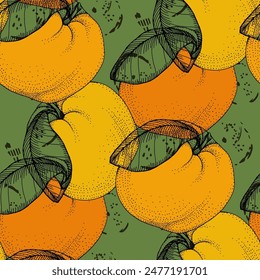 Patrón tropical sin costuras con naranja aislado en el fondo. Diseño para textil, papel de embalaje, Fondo de pantalla.