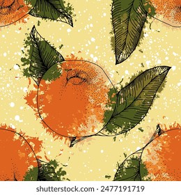 Patrón tropical sin costuras con naranja aislado en el fondo. Diseño para textil, papel de embalaje, Fondo de pantalla.