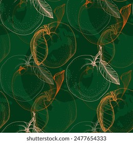 Tropical seamless pattern with orange isolated on background. Design for textile, wrapping paper, wallpaper.