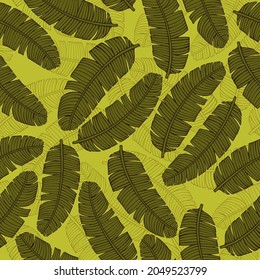 Tropical seamless pattern. palm banana tree leaves, jungle leaf seamless vector, floral exotic background