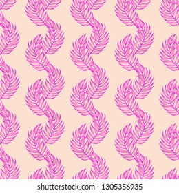 Tropical seamless pattern with palm leaves. Exotic leaves.