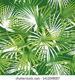Tropical seamless pattern palm leaves background. Vector set of exotic tropical garden for holiday invitations, greeting card and fashion design.