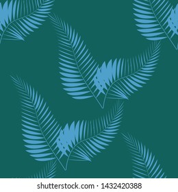 Tropical seamless pattern with palm leaves. Design
