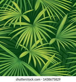 Tropical seamless pattern palm leaves background. Vector set of exotic tropical garden for holiday invitations, greeting card and fashion design.