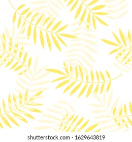 Tropical seamless pattern, palm leaves vector floral background. Exotic plant leaf print illustration. Summer jungle print. Leaves of palm tree minimal textile design