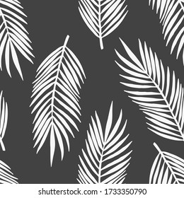 Tropical seamless pattern with palm leaves. Hand drawn summer illustration for cards, posters, textile, clothes and other design.