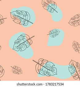 Tropical Seamless Pattern with Palm Leaves