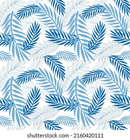 Tropical seamless pattern with palm leaves. Modern abstract design for paper, cover, fabric, interior decor and prints.