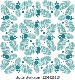 Tropical seamless pattern with palm leaves, green emerald mint color, vector illustration