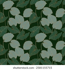 Tropical seamless pattern with palm leaves in the background. Echoic tropical garden vector network for holiday invitations, greetings and fashion design.