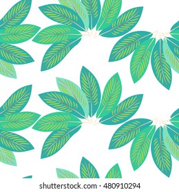 Tropical seamless pattern with palm leaves. Vector.