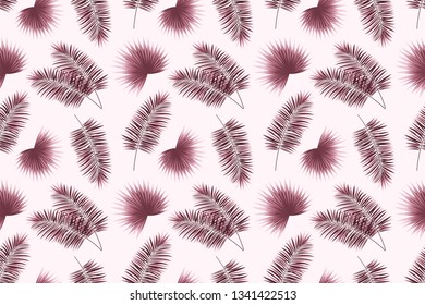 Tropical seamless pattern. Palms branches repeated texture. vector illustration. . beautiful tropic design for textile and fabric. Bright colors