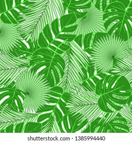 Tropical seamless pattern with palms leaves. Vector illustration