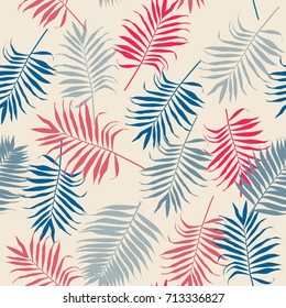 Tropical seamless pattern. Palms leaves. Vector illustration.