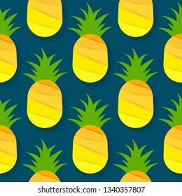 Tropical Seamless Pattern With Pineapples. Vector Illustration. Vector Seamless Background With Green Kiwi For Your Products And Business.