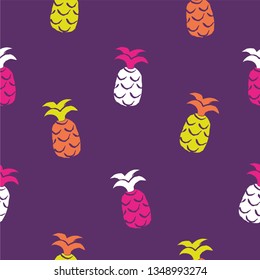 Tropical seamless pattern with pineapples. Vector illustration