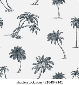 Tropical seamless pattern. Pink flamingo on white background. Vector color hand drawn sketch illustration. Summer fabric design, wrapping paper, trendy fashion textile print