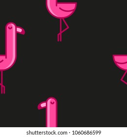 Tropical seamless pattern with pink flamingos. Design for fabric, wallpaper, textile and decor.