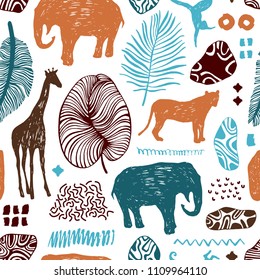 Tropical seamless pattern. Safari wallpaper.