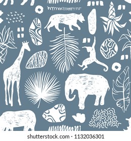 Tropical Seamless Pattern. Safari Wallpaper.