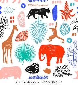 Tropical seamless pattern. Safari wallpaper.	