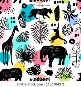 Tropical seamless pattern. Safari wallpaper.