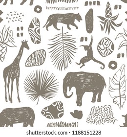 Tropical seamless pattern. Safari wallpaper.