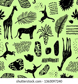 Tropical seamless pattern. Safari wallpaper.