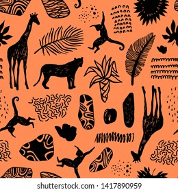 Tropical seamless pattern. Safari wallpaper.