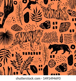 Tropical seamless pattern. Safari wallpaper.