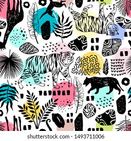 Tropical seamless pattern. Safari wallpaper.
