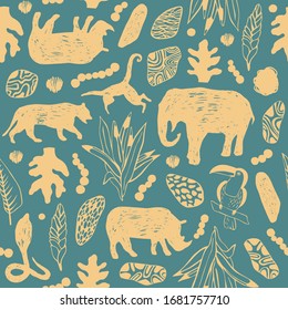 Tropical seamless pattern. Safari wallpaper.