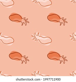 Tropical seamless pattern with simple abstract style pineapple ornament. Pale pastel background. Decorative backdrop for fabric design, textile print, wrapping, cover. Vector illustration.