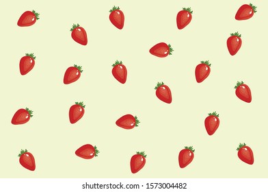 Tropical seamless pattern with Strawberries. Strawberry Fruit repeated background. Vector illustration bright print for fabric or wallpaper